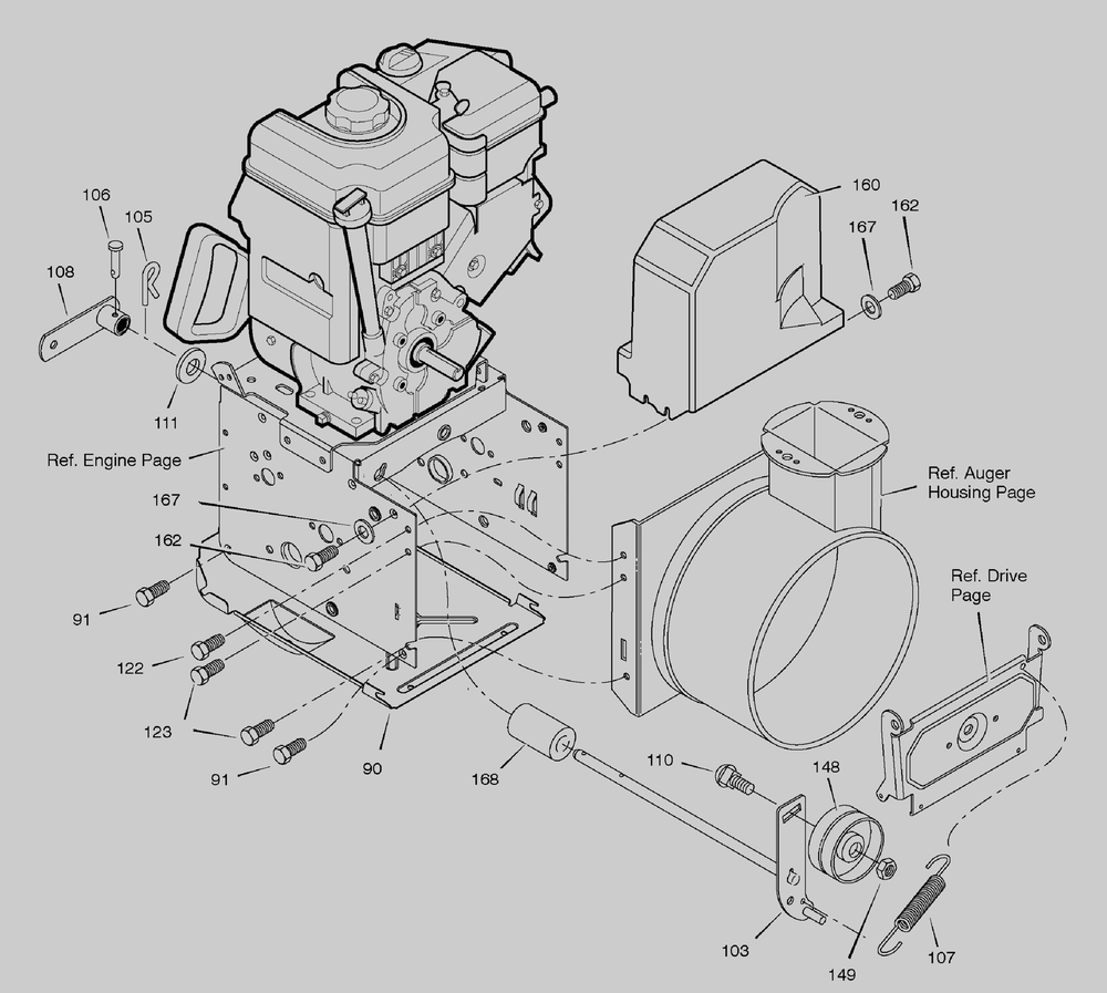 Frame Diagram and Parts List for 629101X85A 2005 Briggs and Stratton Snow Blower